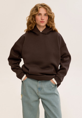 Chocolate torte (brown) color three-thread insulated hoodie  Chocolate torte (brown) color three-thread insulated hoodie